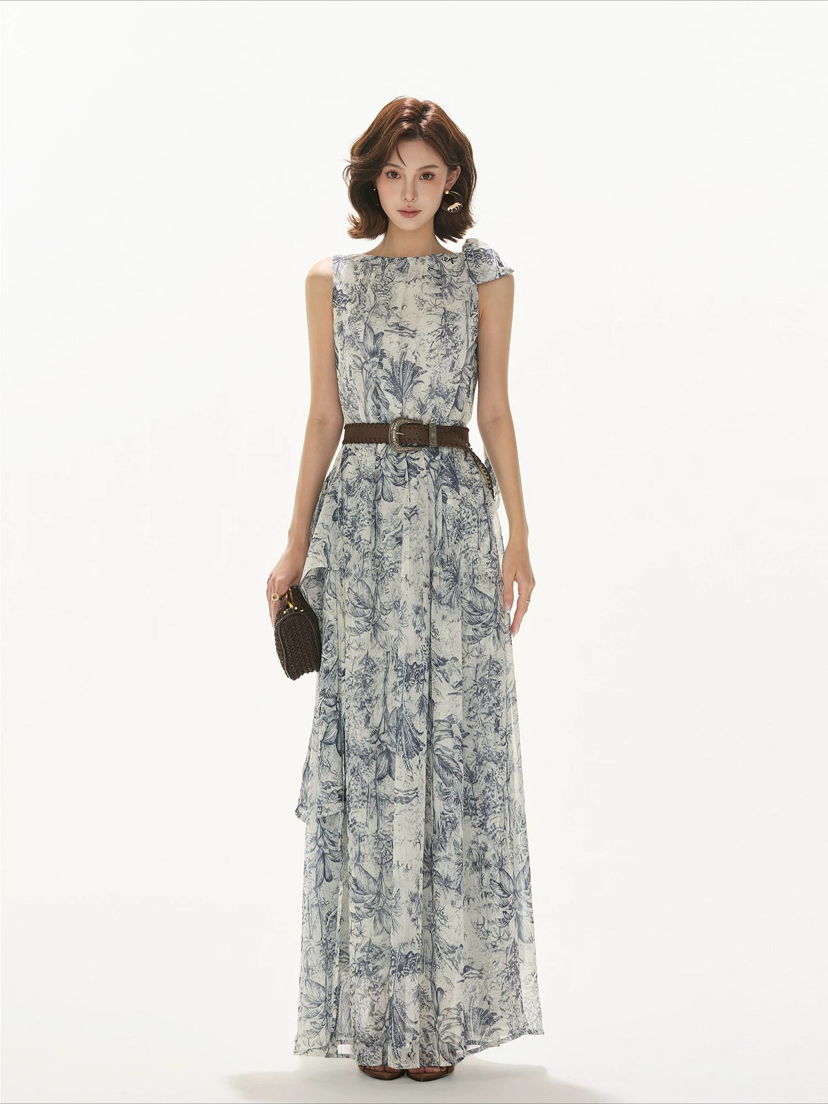 Forest Print Chiffon Dress