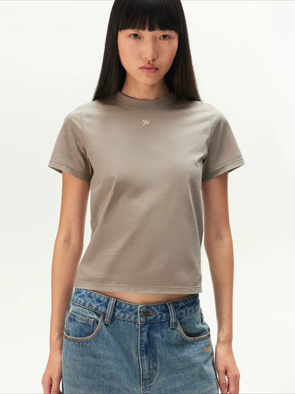 Embroidered Badge Cropped T-Shirt