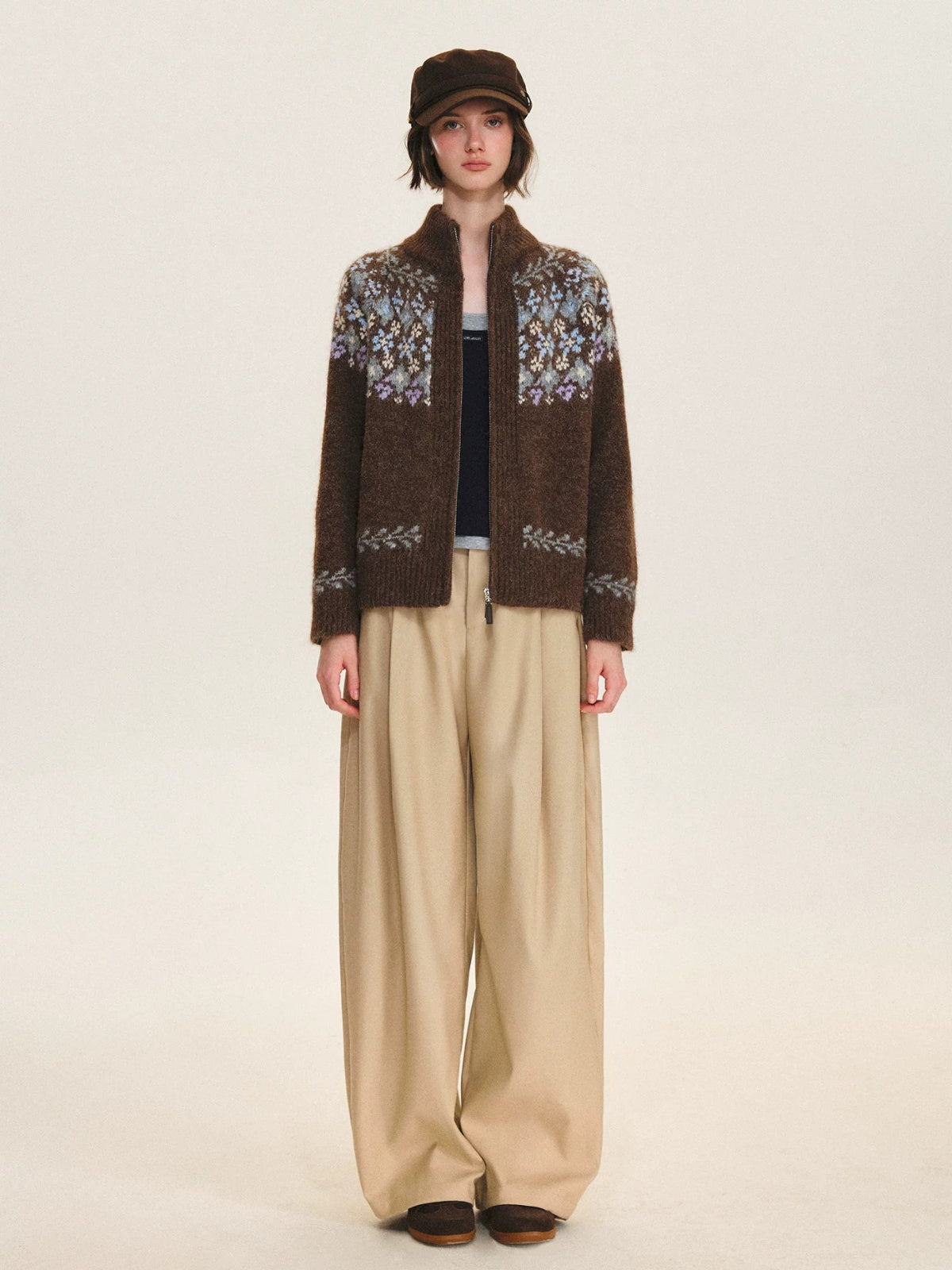 Vintage Fair Isle Zip Cardigan