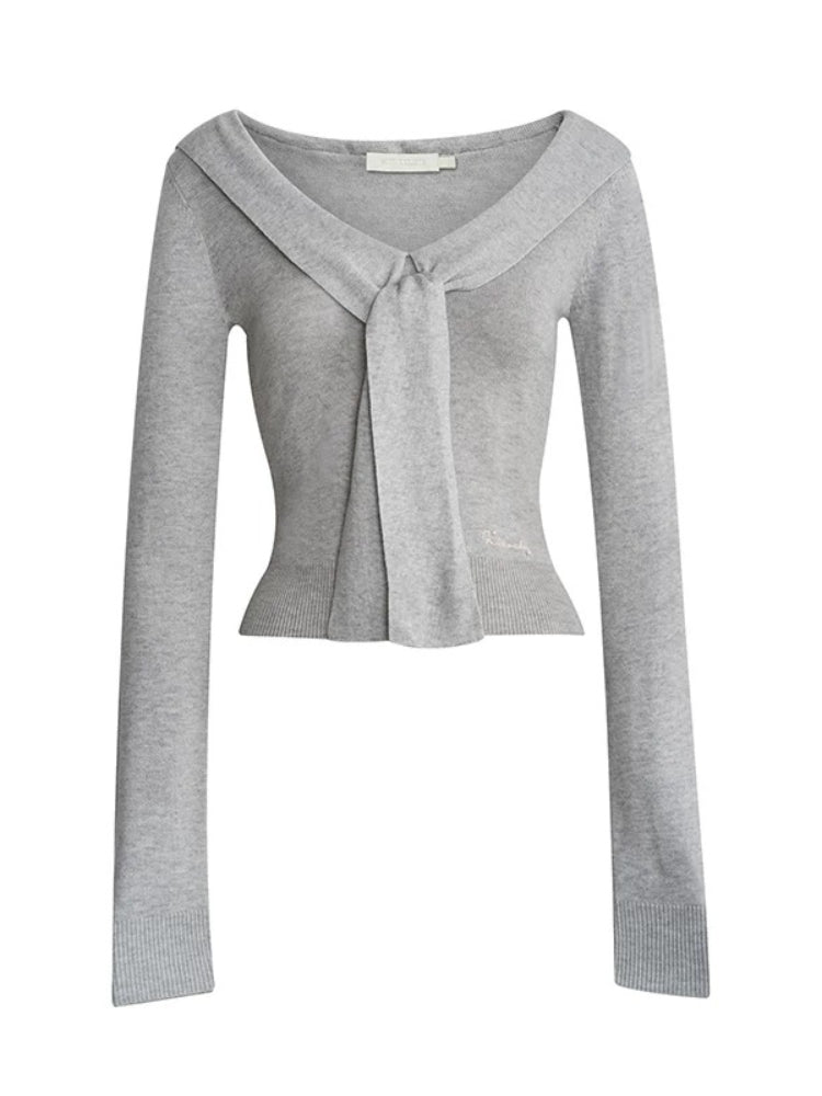 Navy Collar Knit Sweater