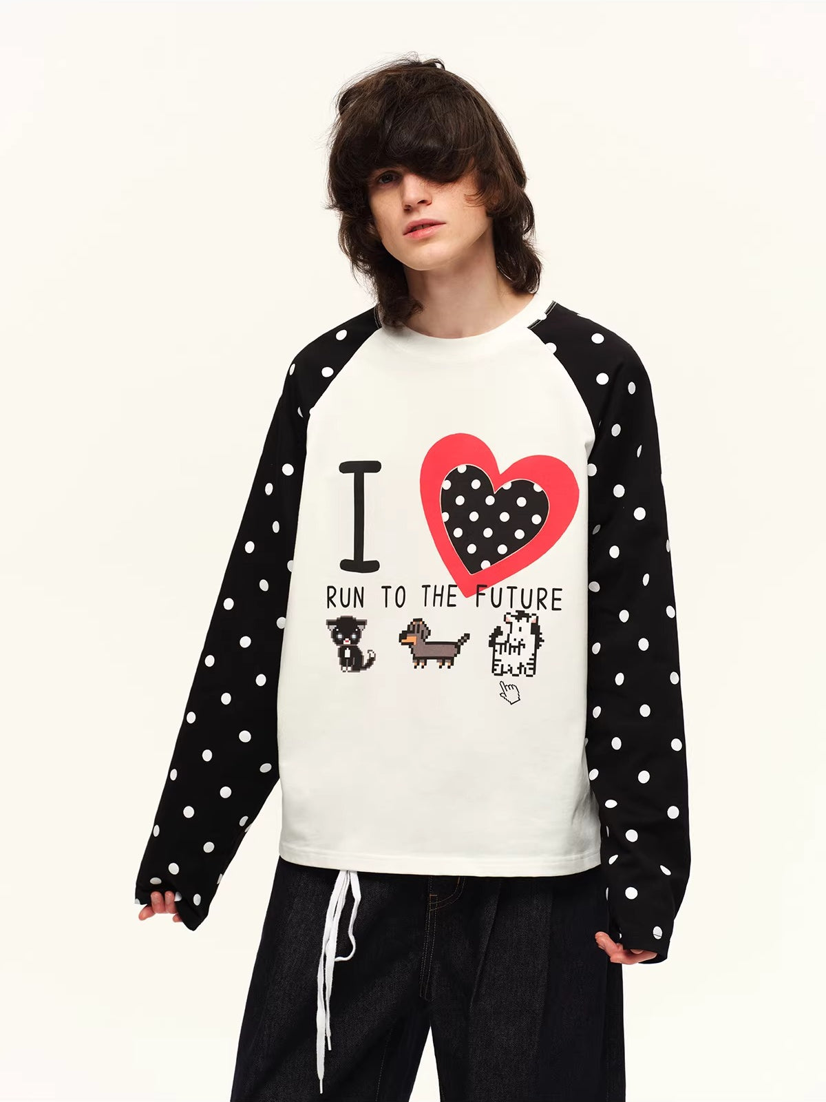 Polka Dot Raglan Long Sleeve Tee