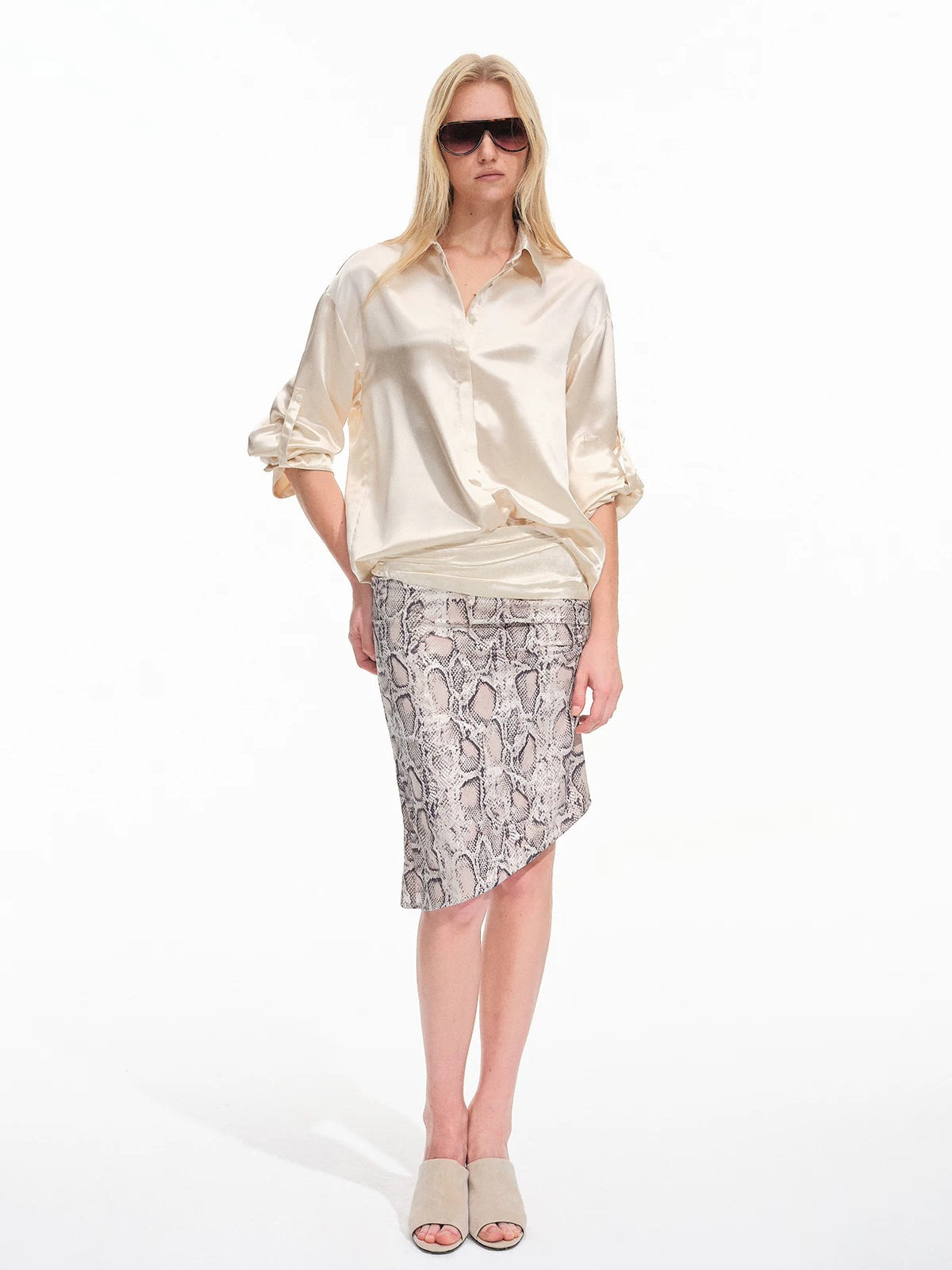 Snake Print Asymmetric Pencil Skirt