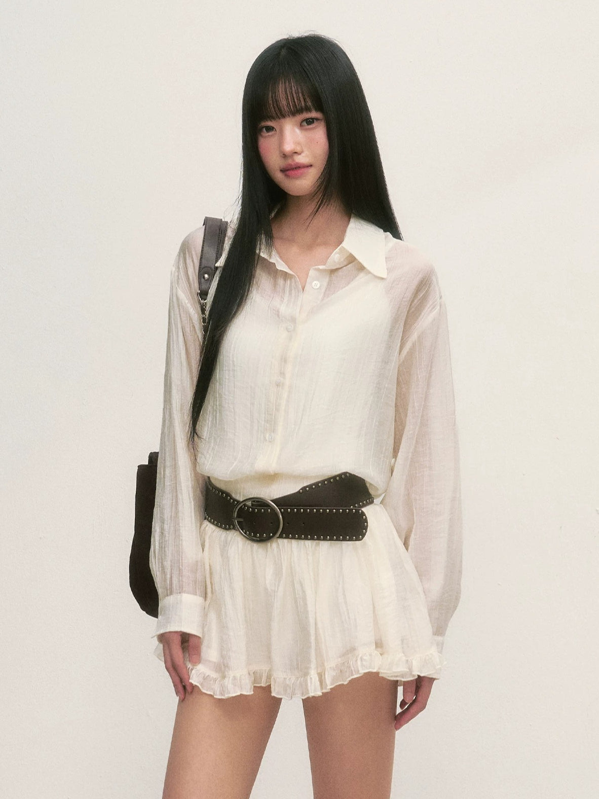 White Relaxed Shirt &amp; Skirt Set
