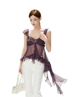 Floral Appliqué Chiffon Cami