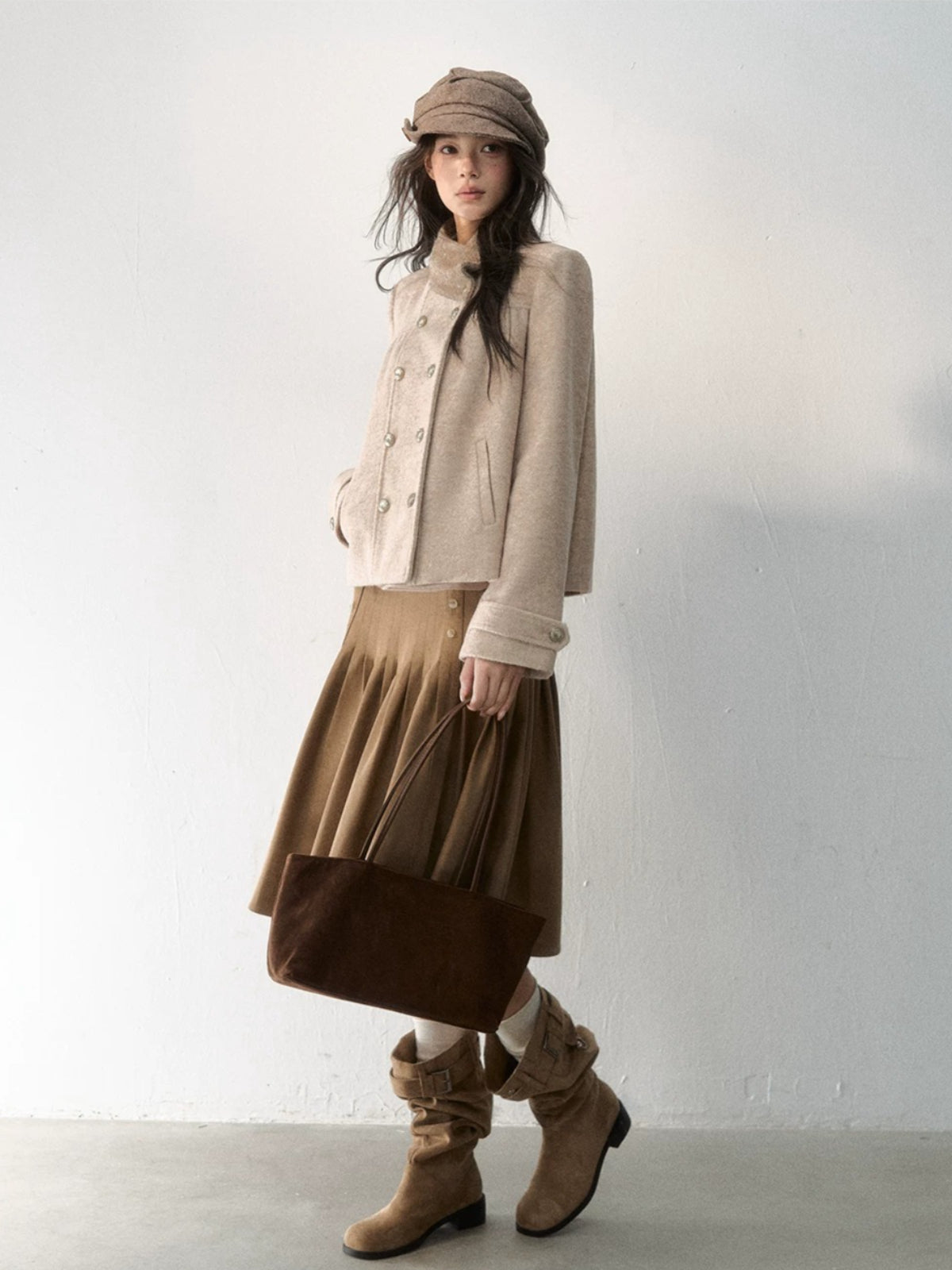 Vintage Gathered Wool Blend Jacket