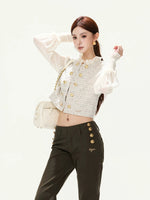 Metal Button Flare Pants