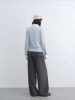 Gray Embroidered Curtain Panel Pants