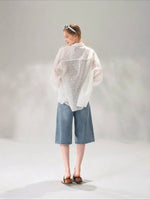 Rhinestone Washed Denim Culottes