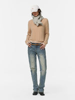 Alpaca Wool Contrast Trim Boatneck Sweater