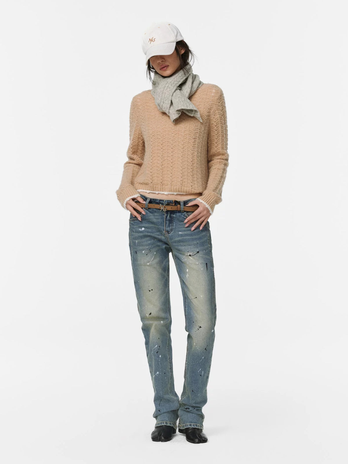Alpaca Wool Contrast Trim Boatneck Sweater