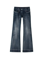 Low-Rise Washed Blue Flare Jeans
