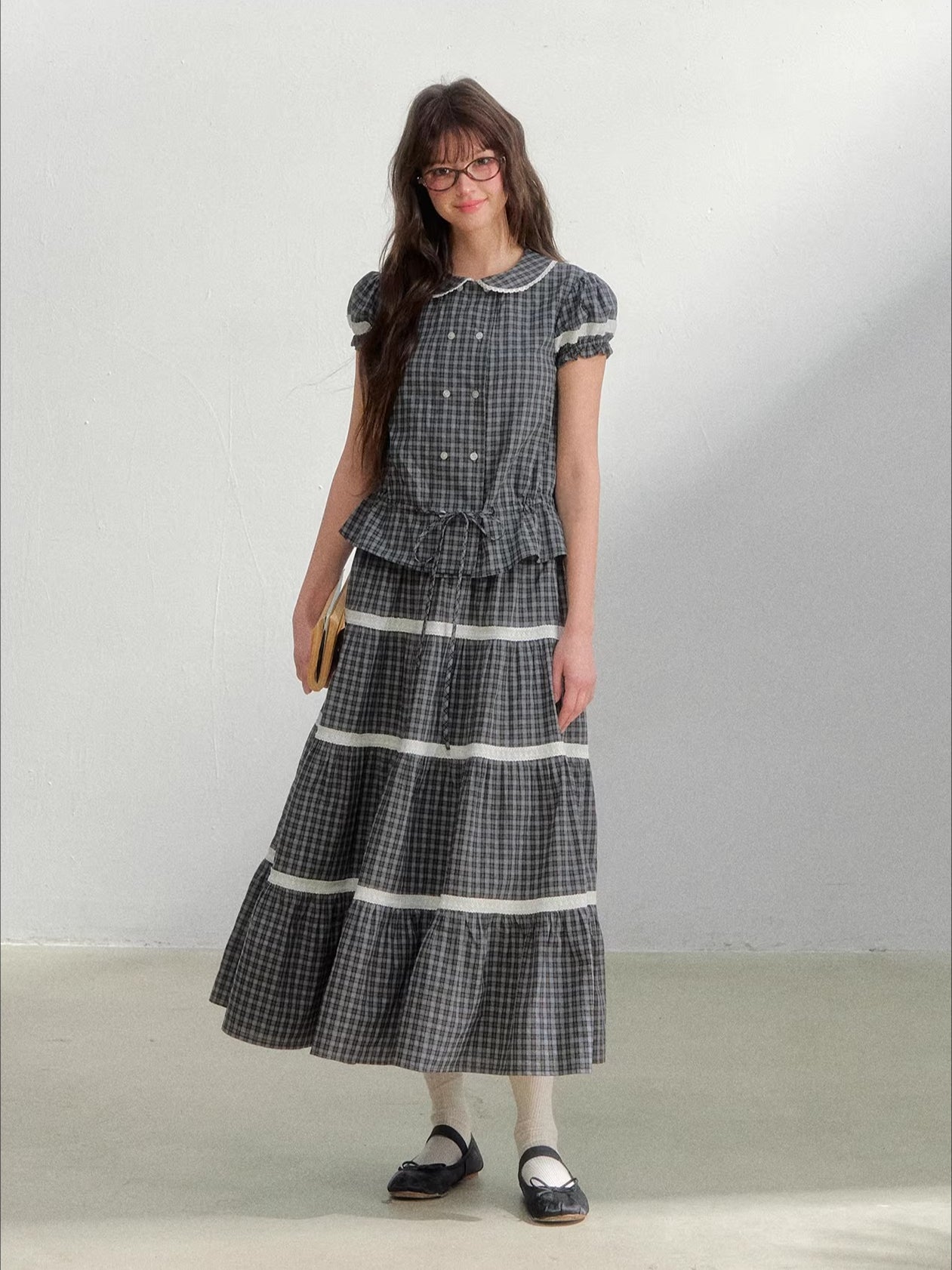 Vintage Plaid Shirt &amp; Skirt Set