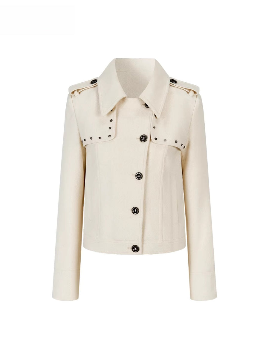 Off-White Studded Decorative Cropped Jacket