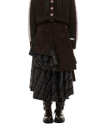 Asymmetric Stripe A-Line Midi Skirt