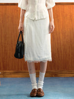 Puff Sleeve Lace Skirt Set