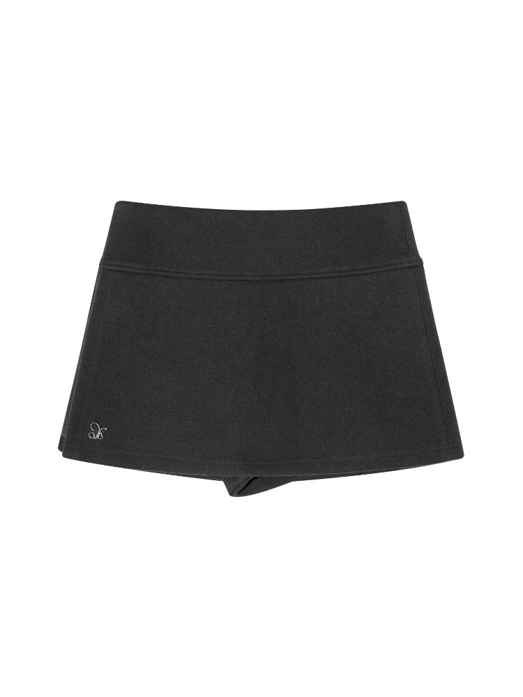 Faux-Layer Wool A-Line Skort