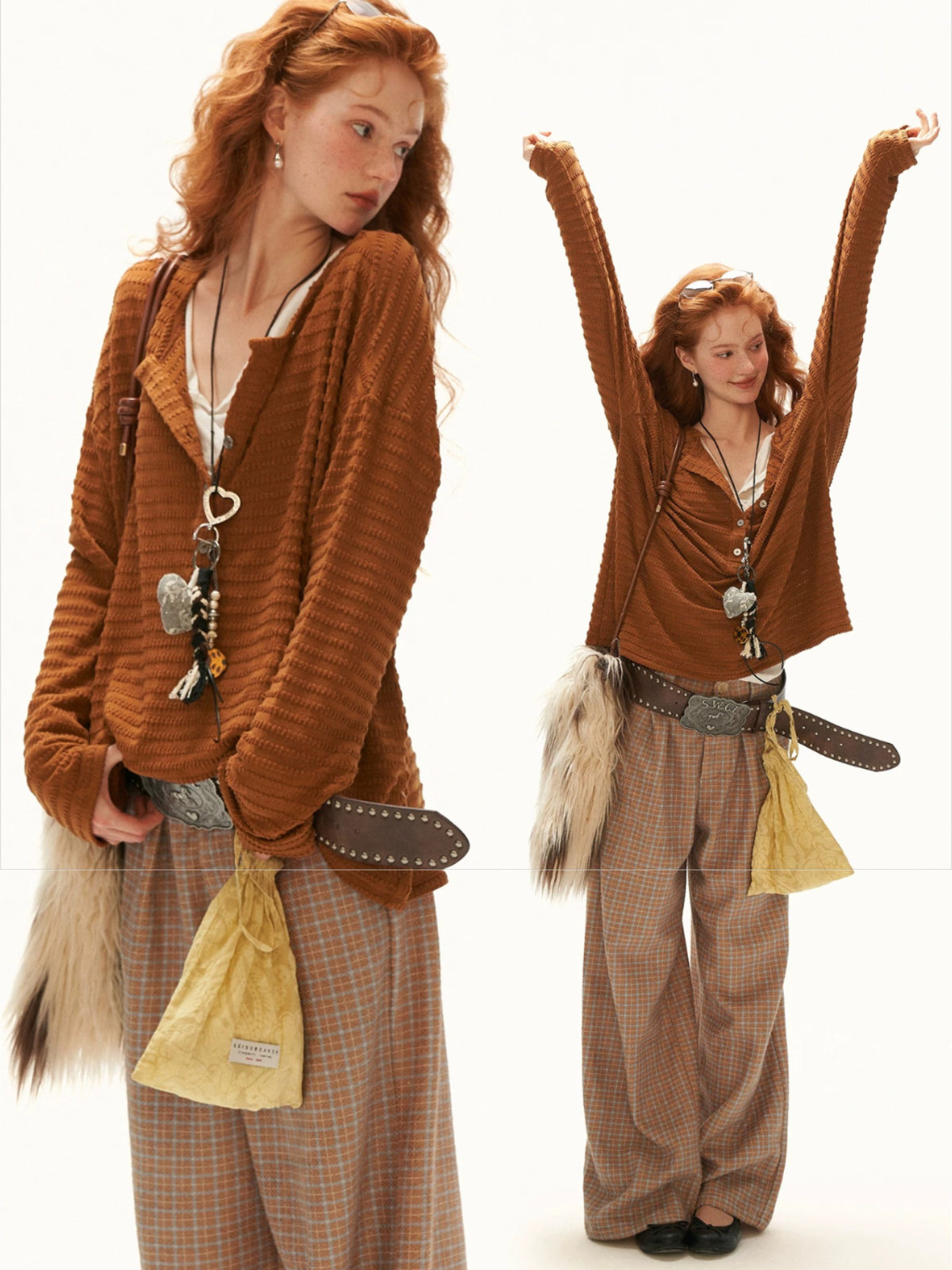 Textured Henry Neck Long Sleeve Top