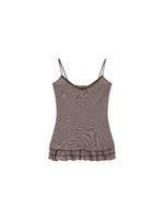 Lyocell Stripe Cardigan & Lace-Trim Cami Set