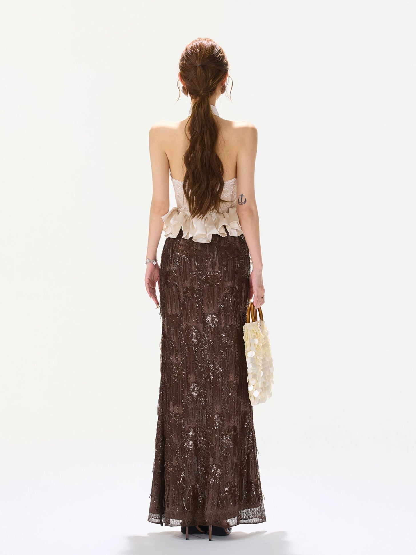 Brown Tassel Sequin Mermaid Skirt