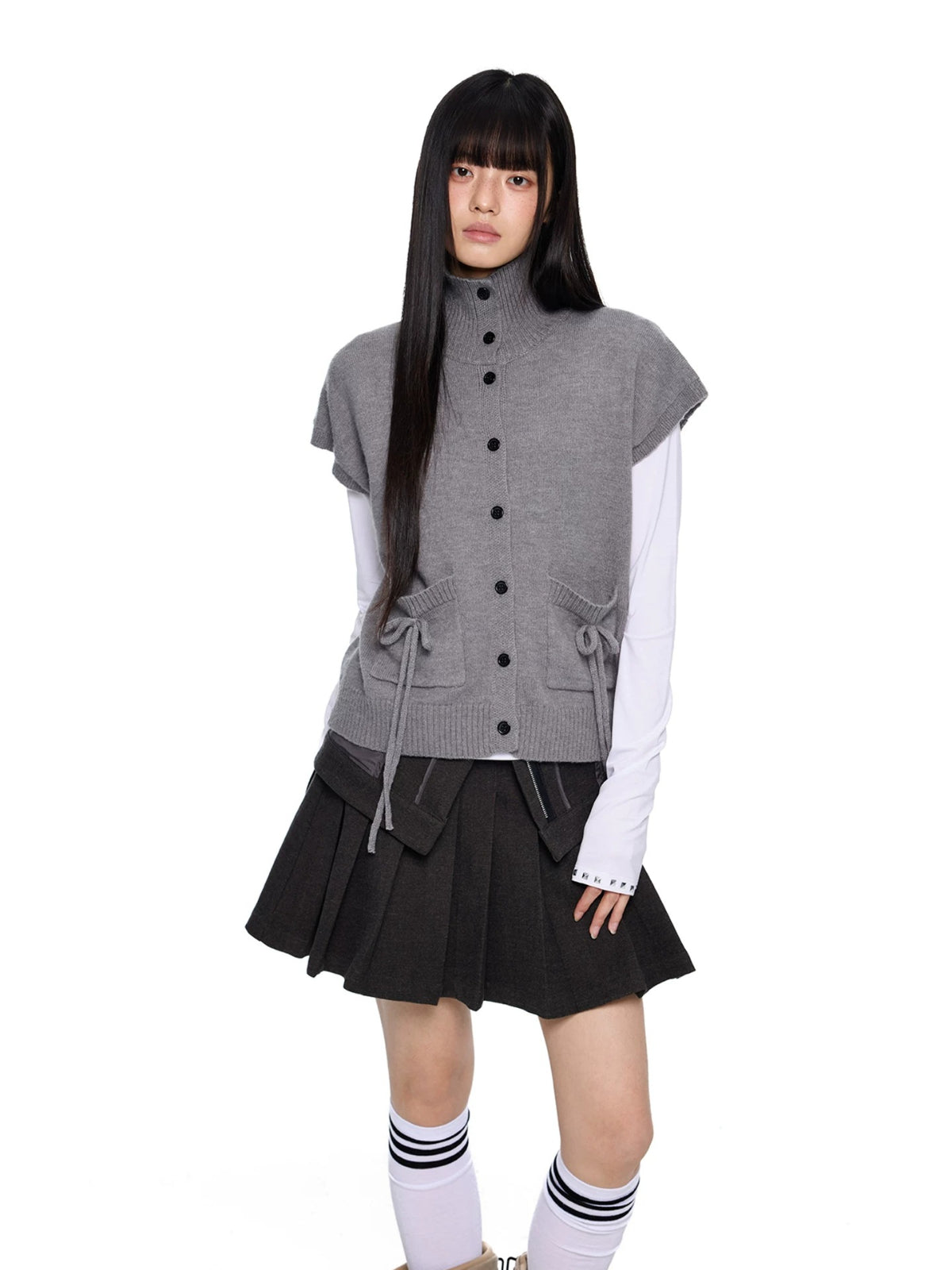 Korean Wool Knit Vest Cardigan