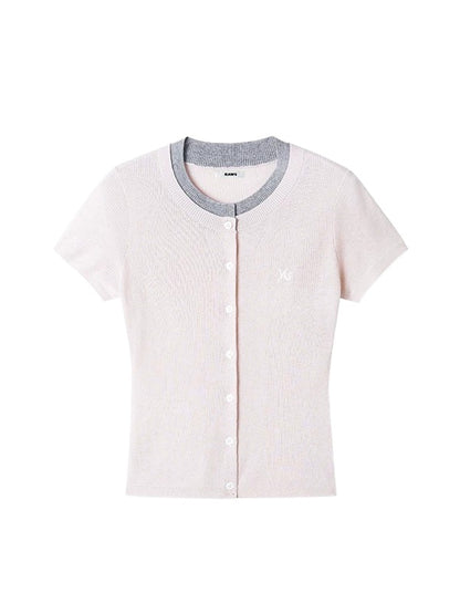 Contrast Collar Knit Tee