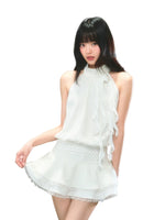 White Polka Dot Halter Dress