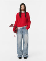 Alpaca Wool Contrast Trim Boatneck Sweater