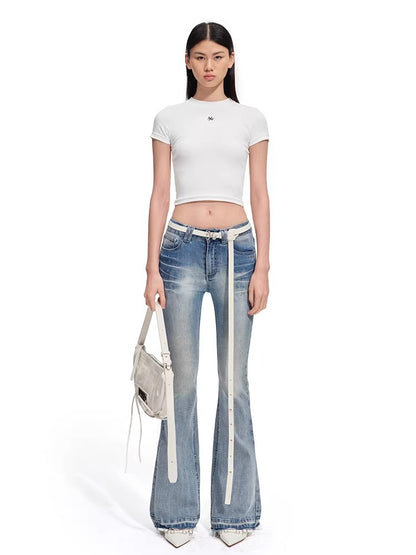 +5CM N1 Washed Skinny Bootcut Jeans