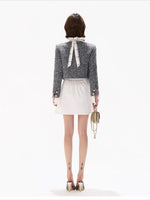 White Tweed Ruffle Jacket