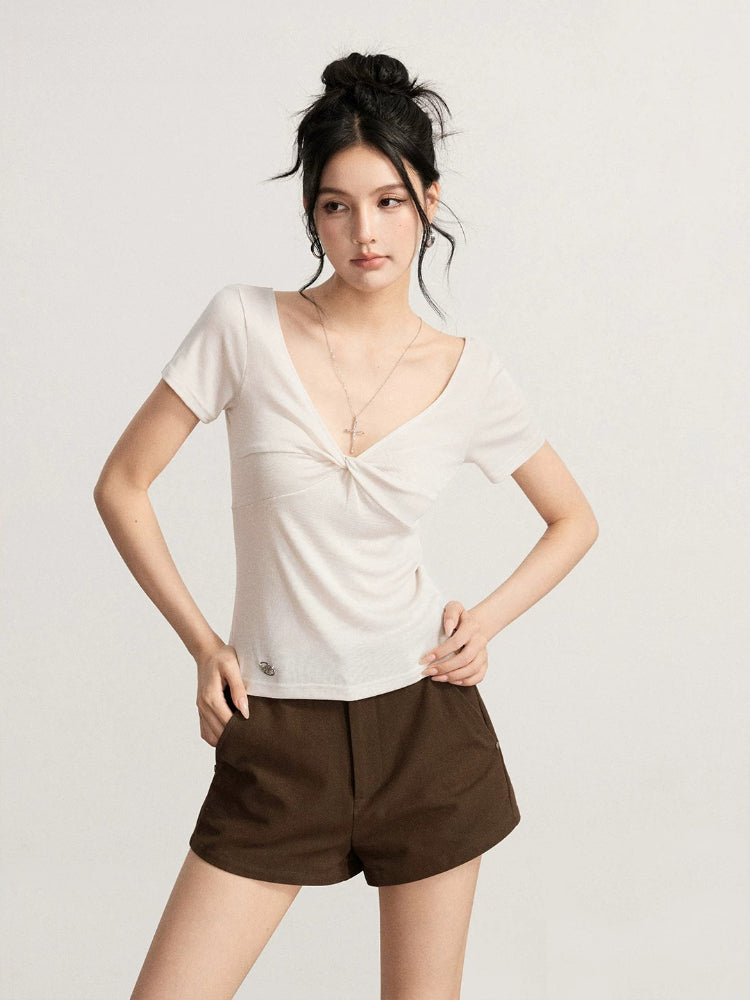 Ruched V-Neck Top