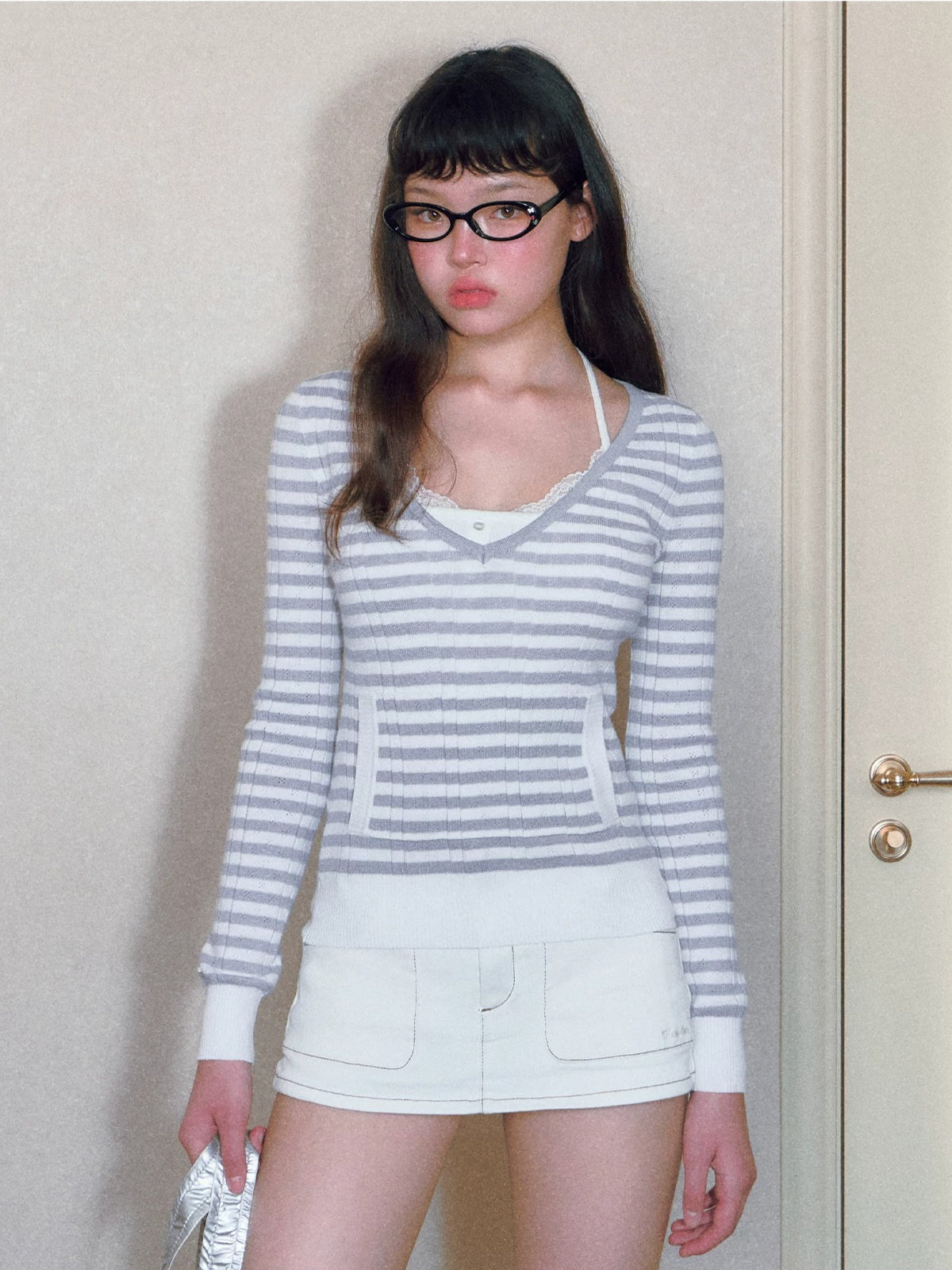Contrast Stitch Mini Skort