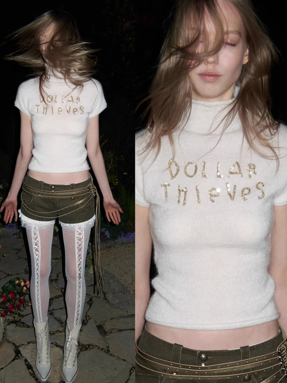 Washed Denim Cargo Shorts