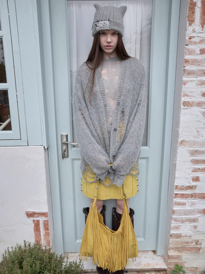 Mohair Star Cutout Cardigan