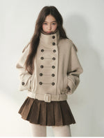 Vintage Brown Pleated Mini Skirt