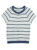 Striped Shell Button Cardigan