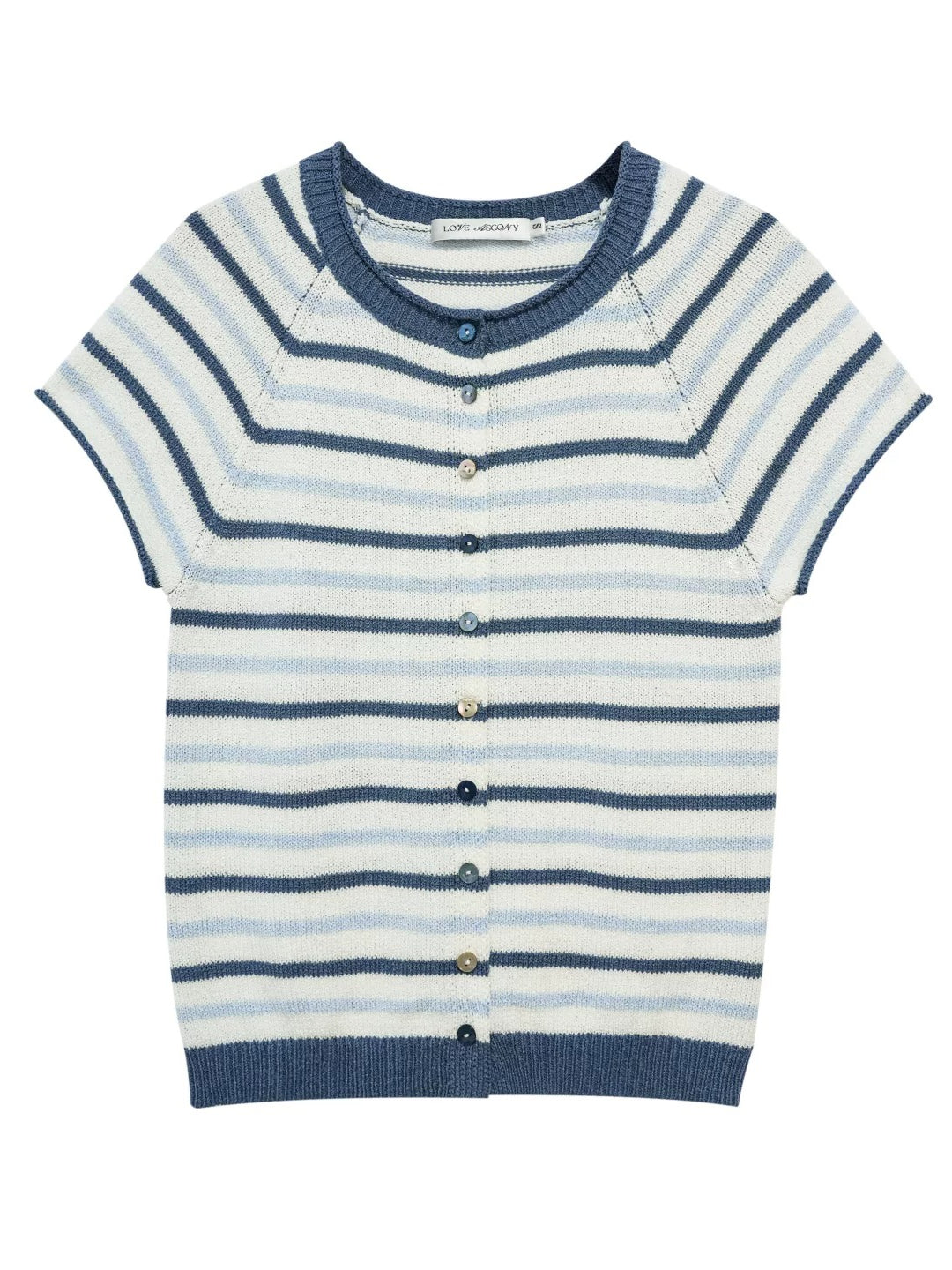 Striped Shell Button Cardigan
