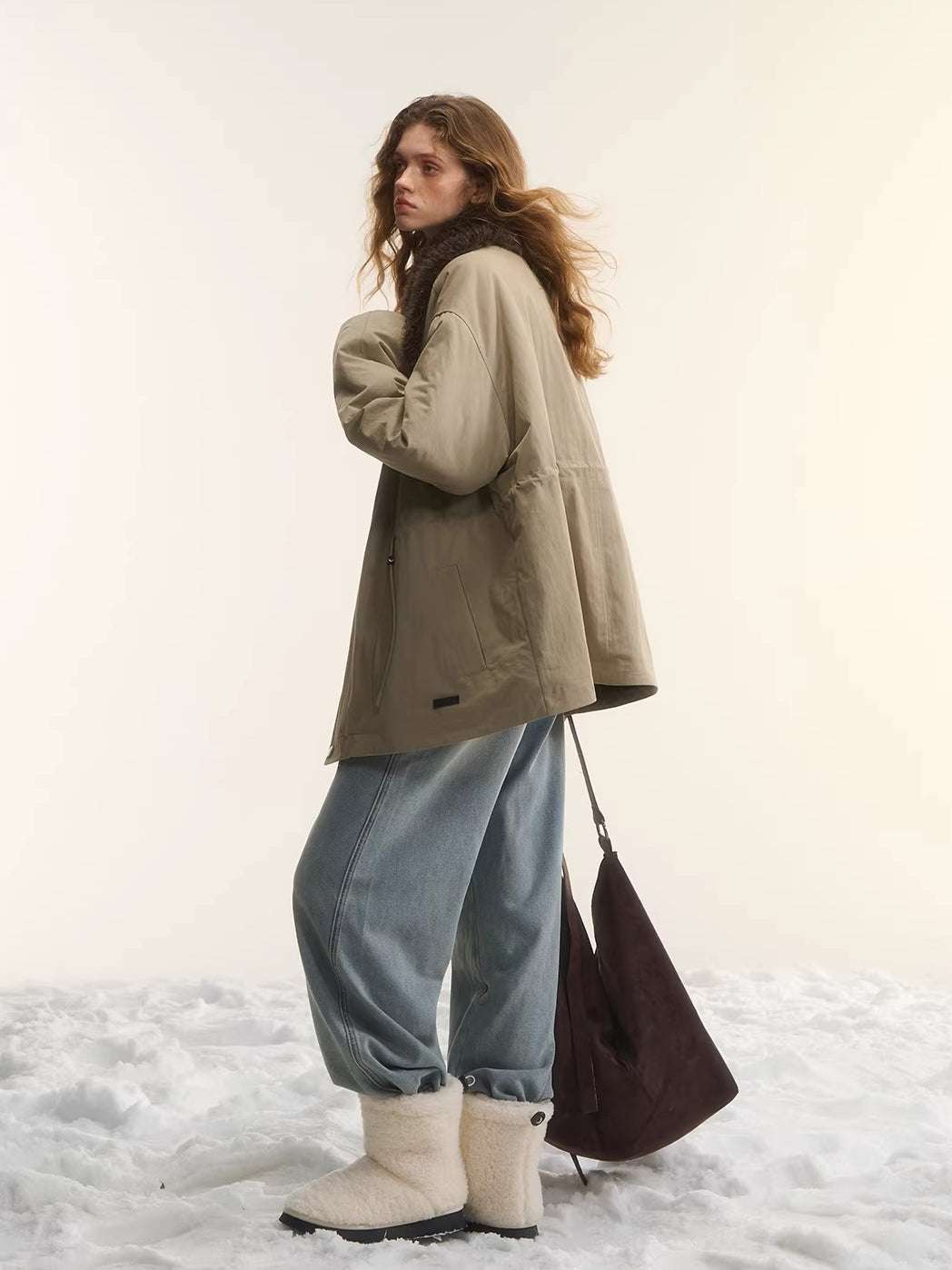 Fur Collar Drawstring Parka