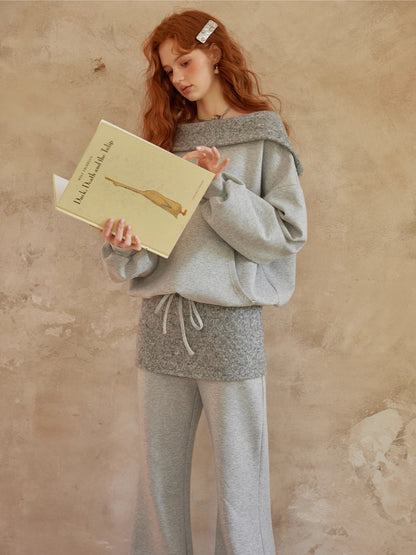 Off-Shoulder Sweatshirt Flared Pants Set