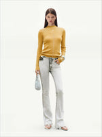 +5CM N1 Washed Suede Flare Jeans