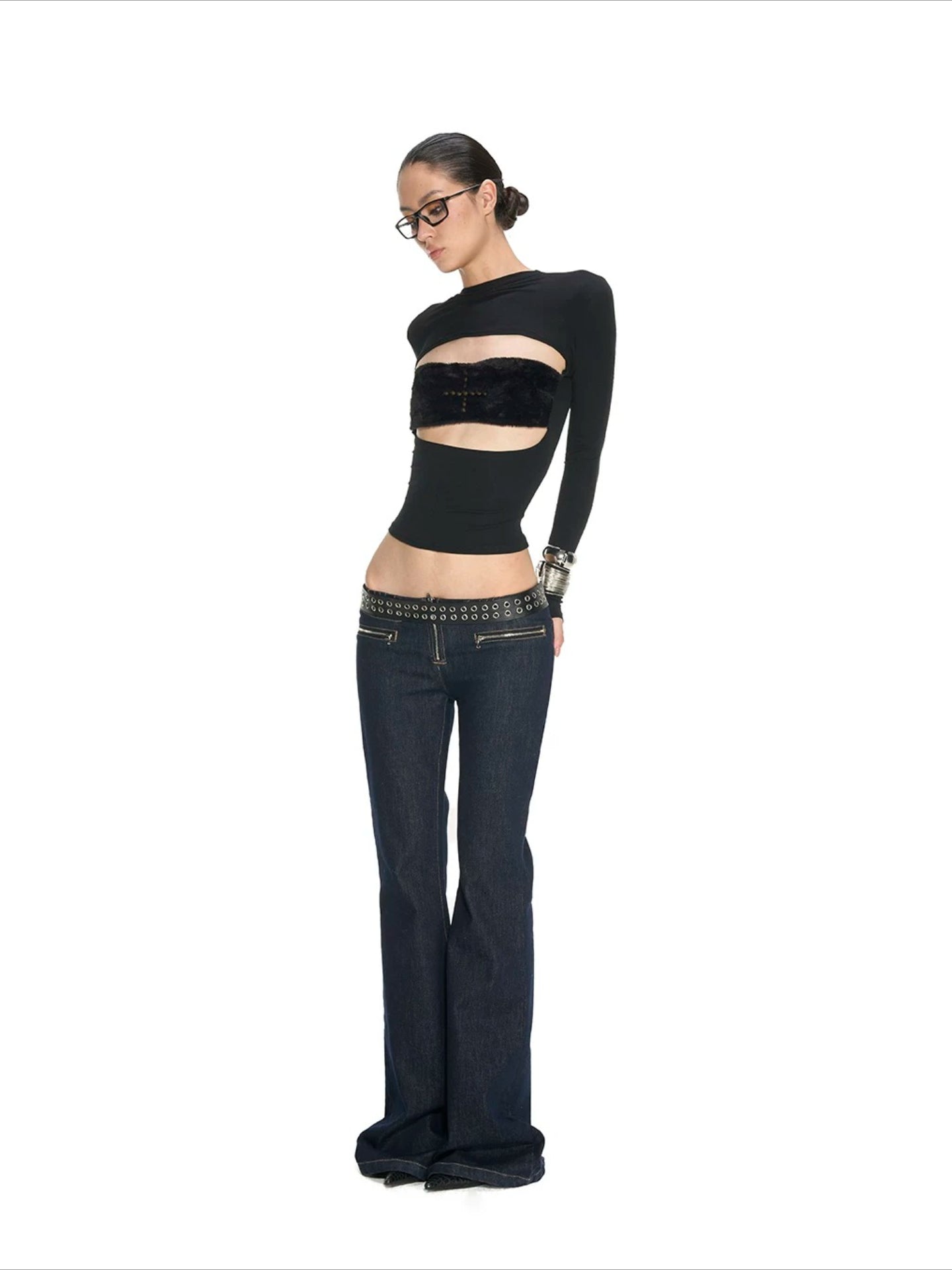 Cross Patchwork Knit Top