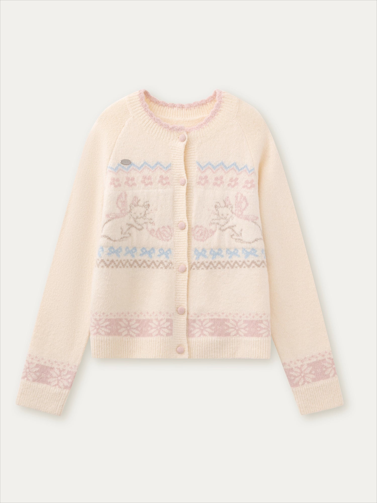 Gray &amp; Off-white Fair Isle Cat Knit Set