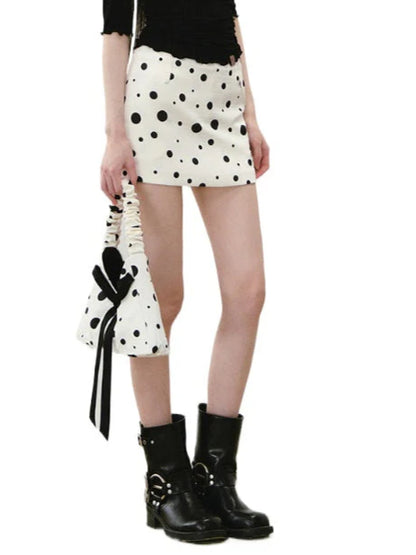 Polka Dot Zipper Reversible Skirt