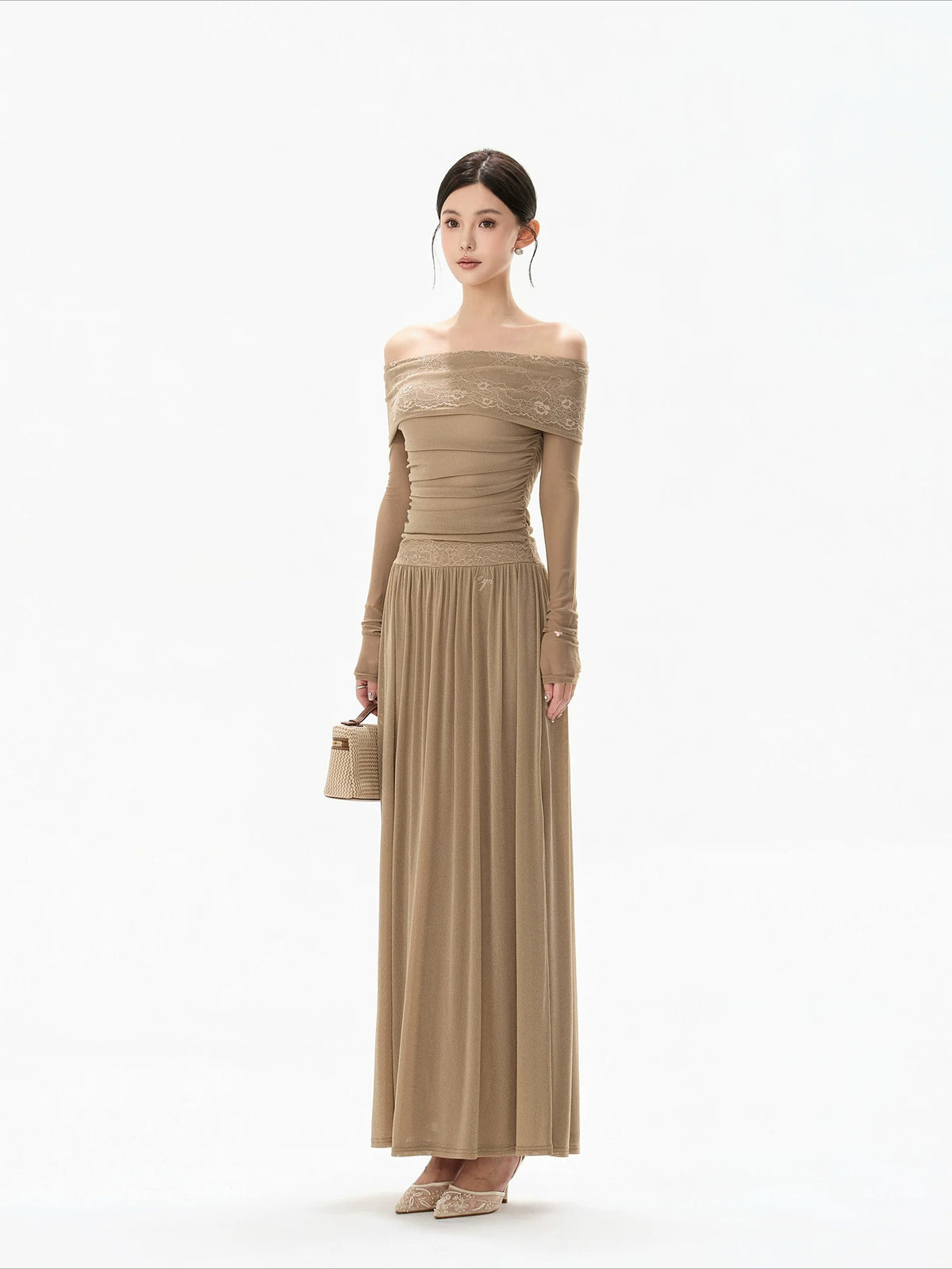 Lace Off Shoulder Maxi Dress