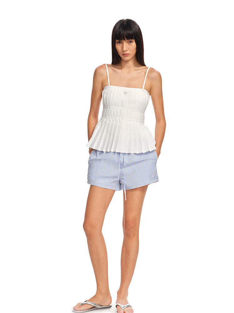 Off-The-Shoulder Backless Waist-Cinching Vest Sling