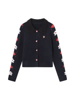Vintage Floral Jacquard Collar Cardigan
