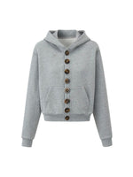 Button Embroidered Cropped Hoodie