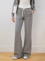 Contrast Trim Zip Hoodie & Flared Pants Set