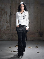 Checked Ruffle Blouse