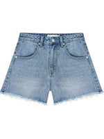 Lace Trim Denim Shorts