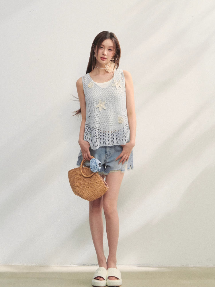 Pearl Crochet Hollow Vest Camisole